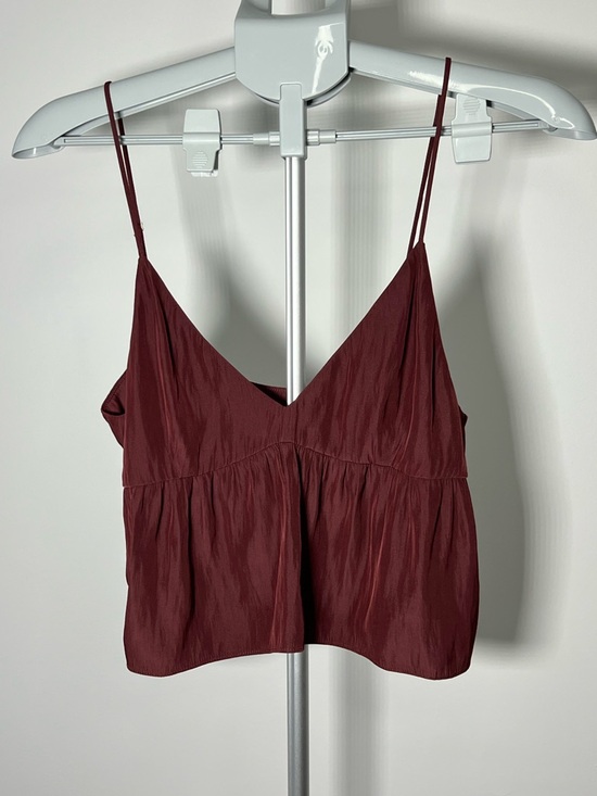 Little Moon Tops - Little Moon Maroon V-Neck Spaghetti Strap Cami